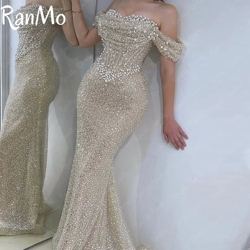 Briar Cosplay Prop - Ranmo ปิดไหล่ชุดราตรี Glitter พรหมชุด Mermaid Beaded