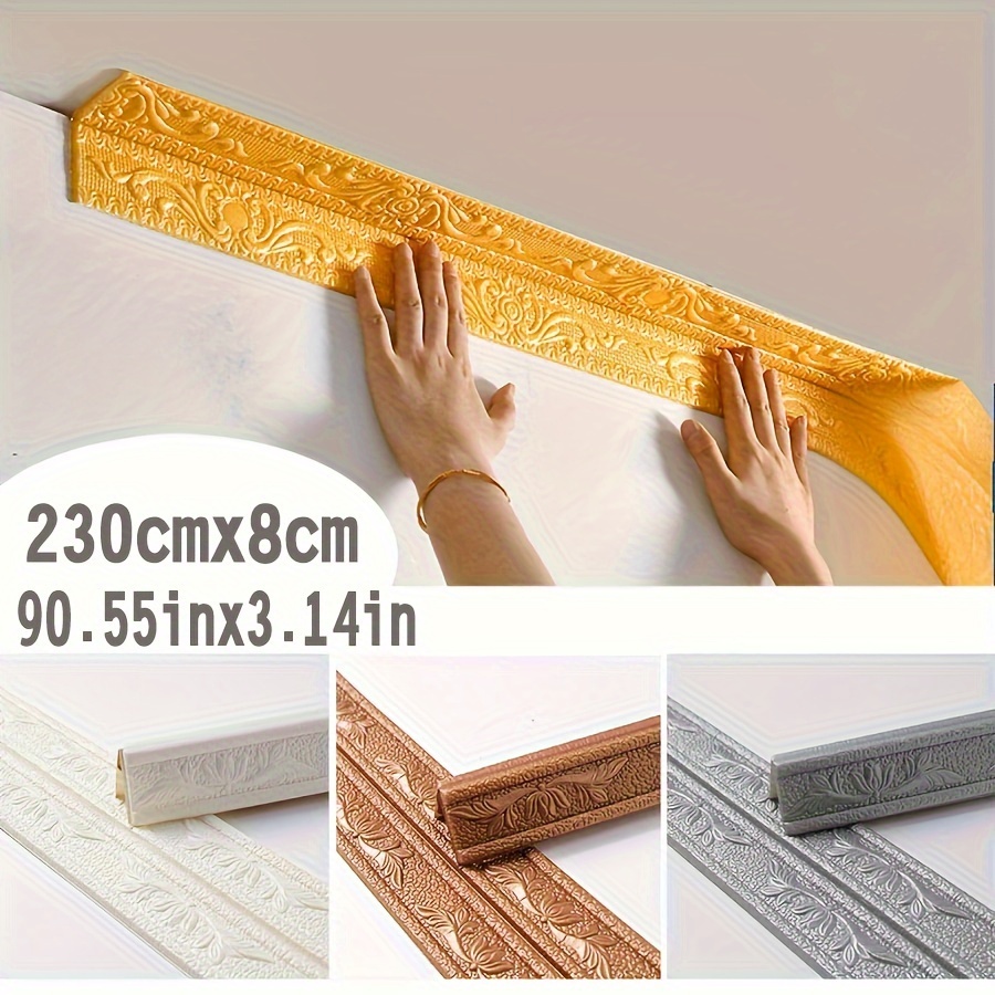 Craft Foam Roll - 230 ซม.โฟมขอบผนังสติกเกอร์สามารถพับครึ่ง Self-Adhesive กันน้ํา Baseboard มุมเอว
