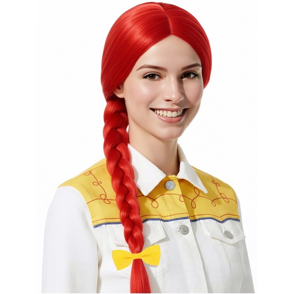 วิกผมยาวตรงสีแดงสด 61 ซม. หางม - Cosplay Prop Bow บทวิจารณ์และราคา